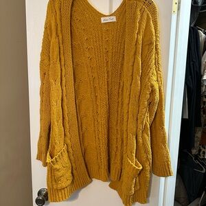 Cozy Mustard Cable Knit Cardigan